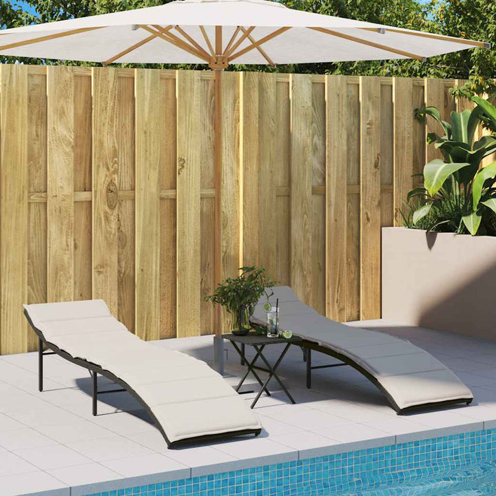 liggestole 2 stk. med hynder polyrattan sort