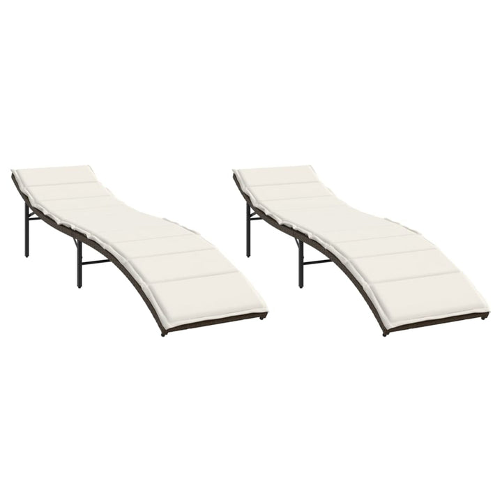liggestole 2 stk. med hynder polyrattan brun