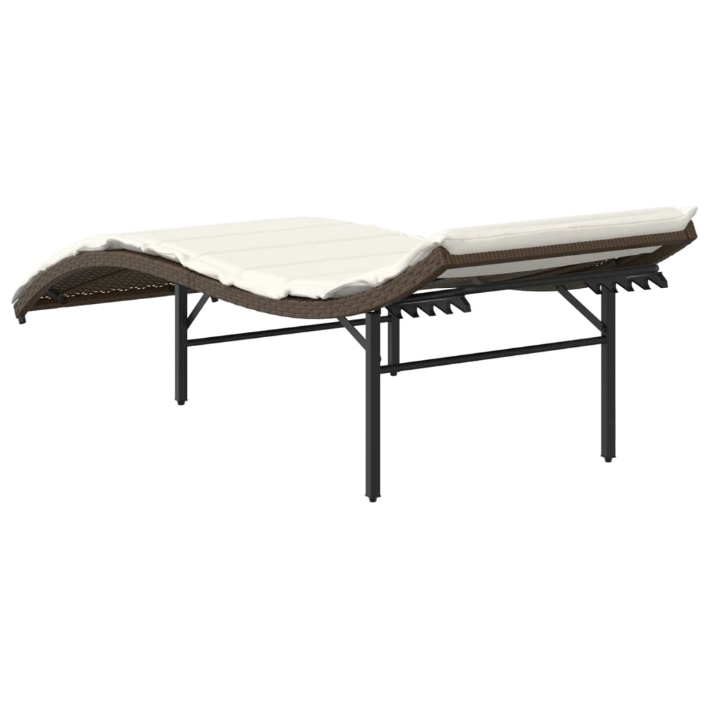 liggestole 2 stk. med hynder polyrattan brun