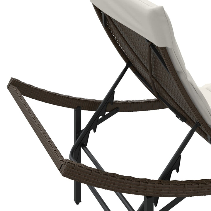 liggestole 2 stk. med hynder polyrattan brun