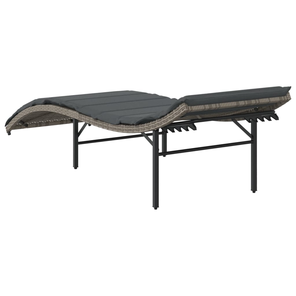 liggestole 2 stk. med hynder polyrattan grå