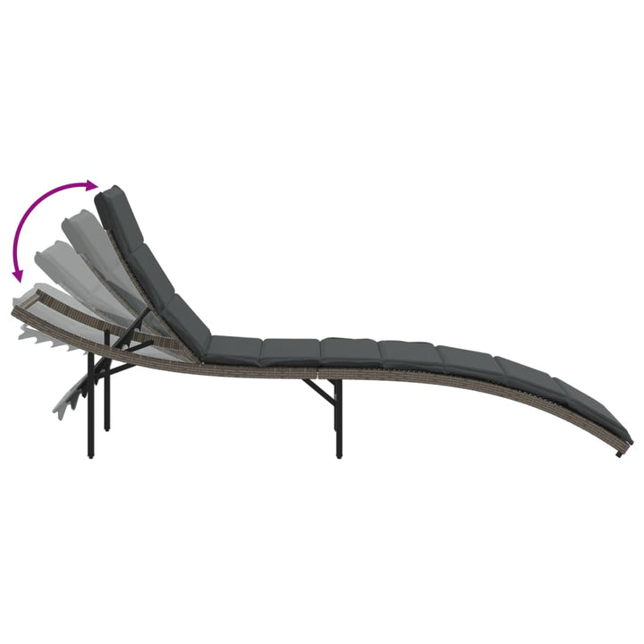 liggestole 2 stk. med hynder polyrattan grå