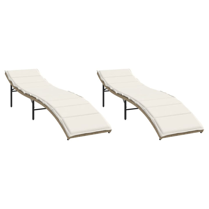 liggestole 2 stk. med hynder polyrattan beige