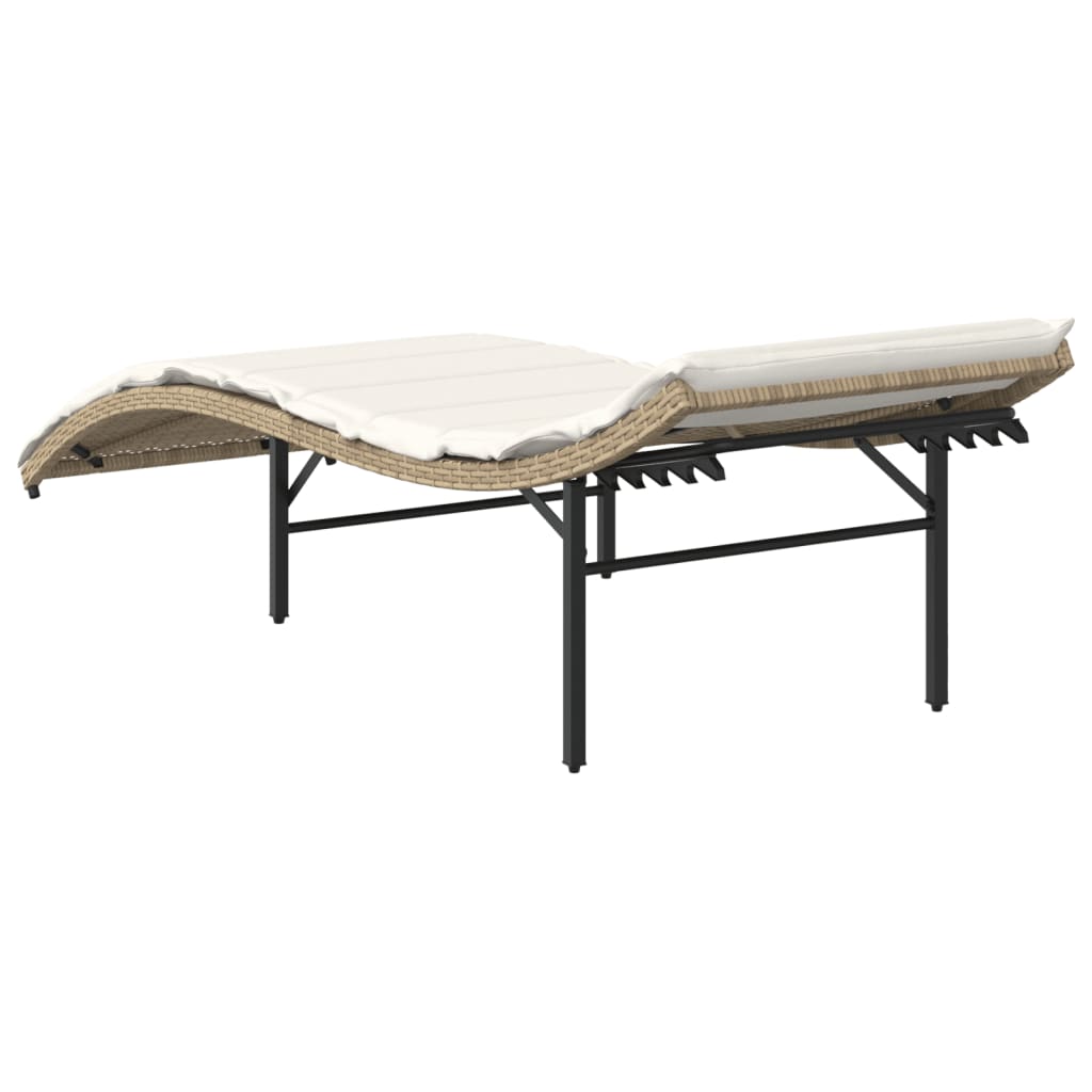 liggestole 2 stk. med hynder polyrattan beige