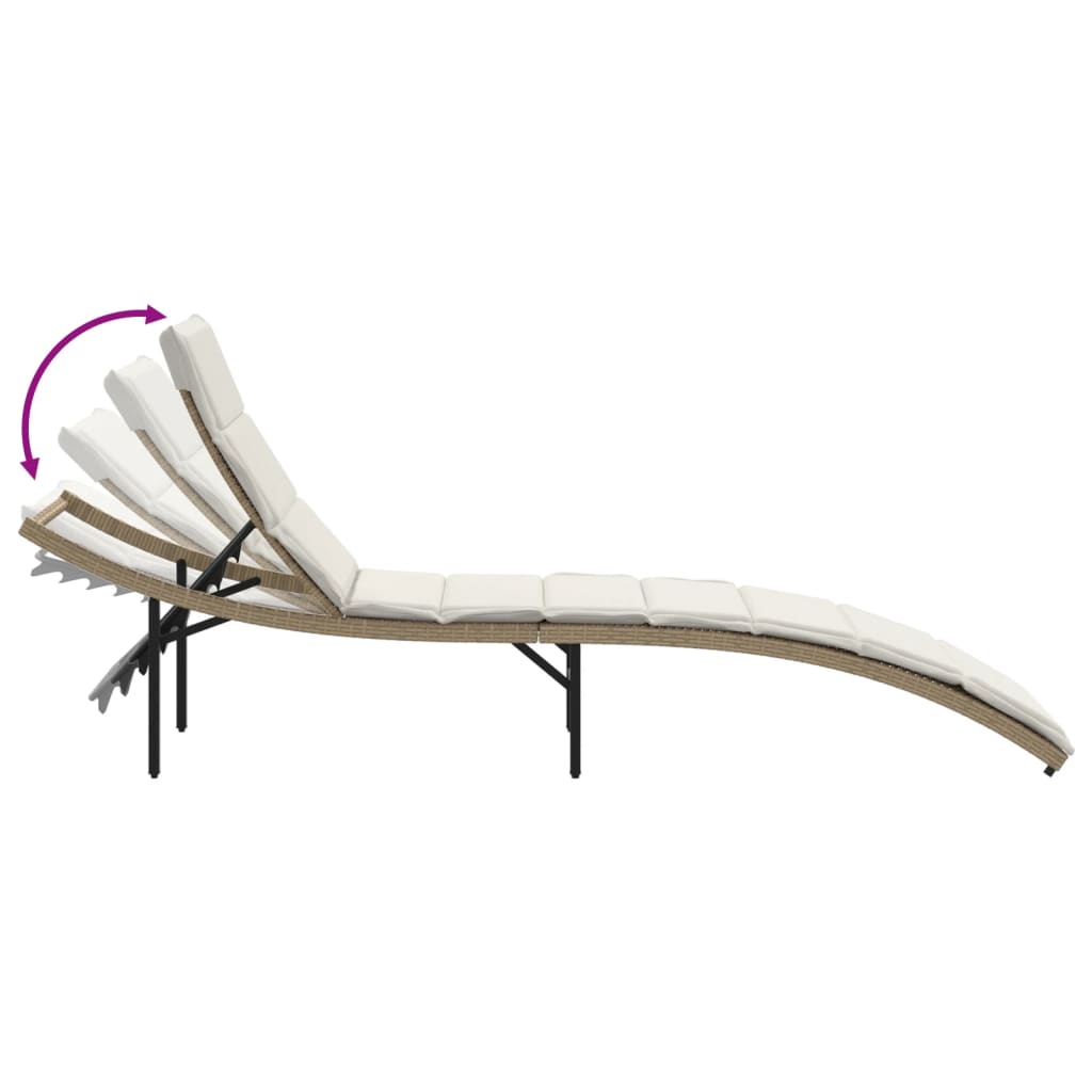 liggestole 2 stk. med hynder polyrattan beige