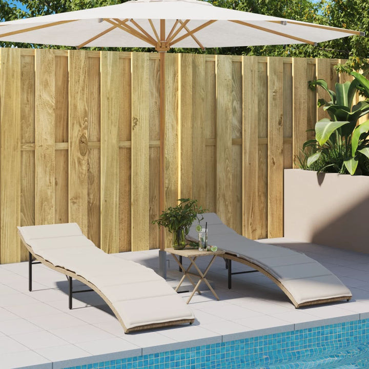 liggestole 2 stk. med hynder polyrattan beige