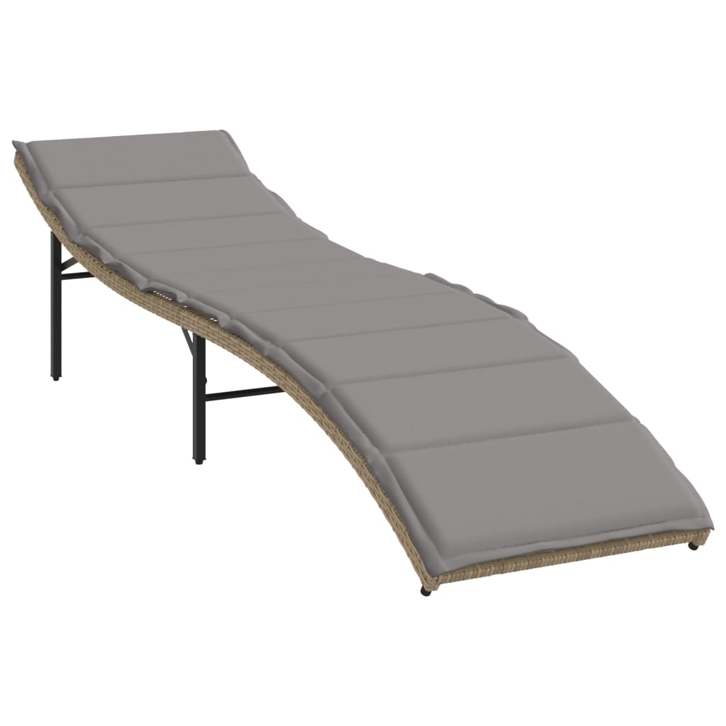 liggestole 2 stk. med hynder polyrattan beige