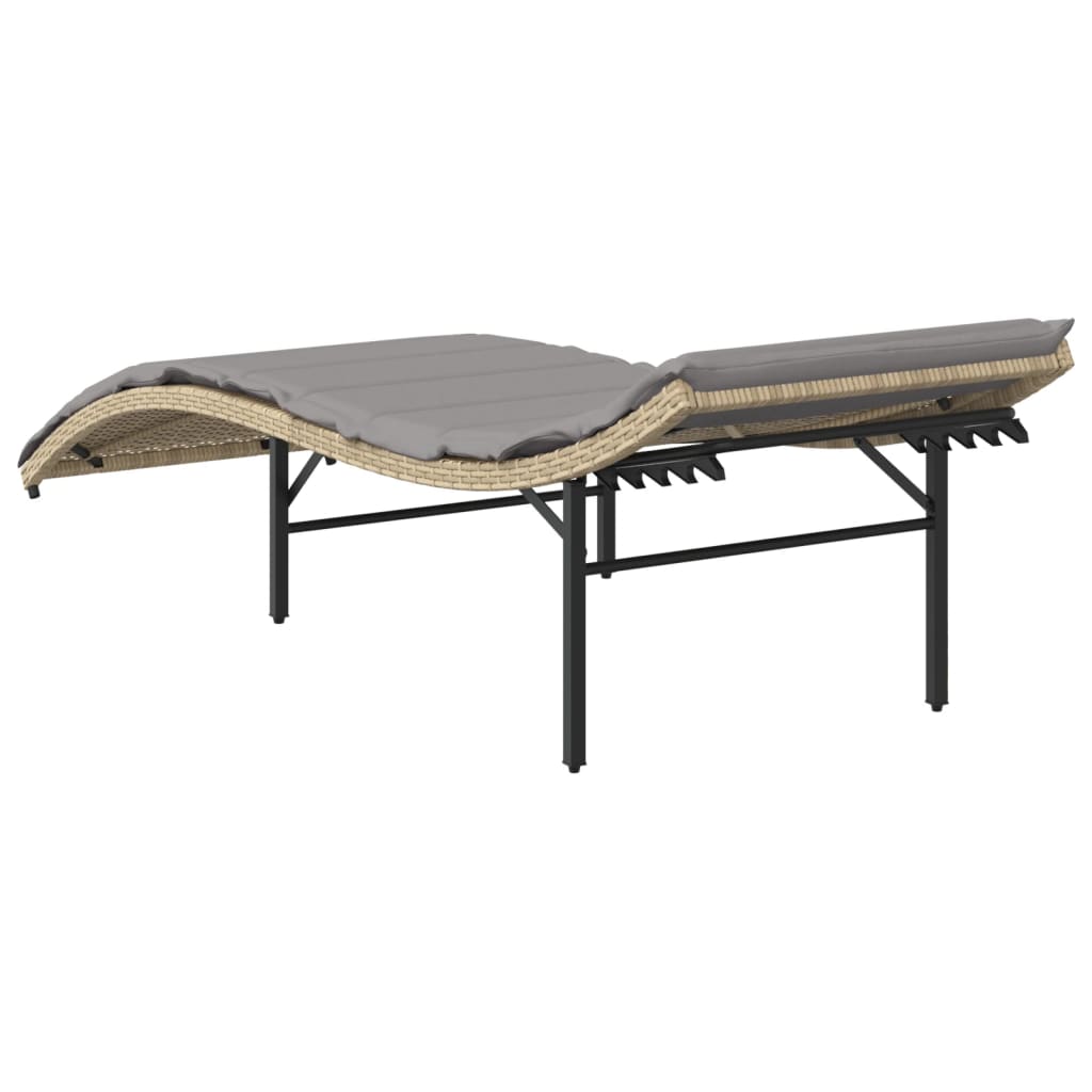 liggestole 2 stk. med hynder polyrattan beige