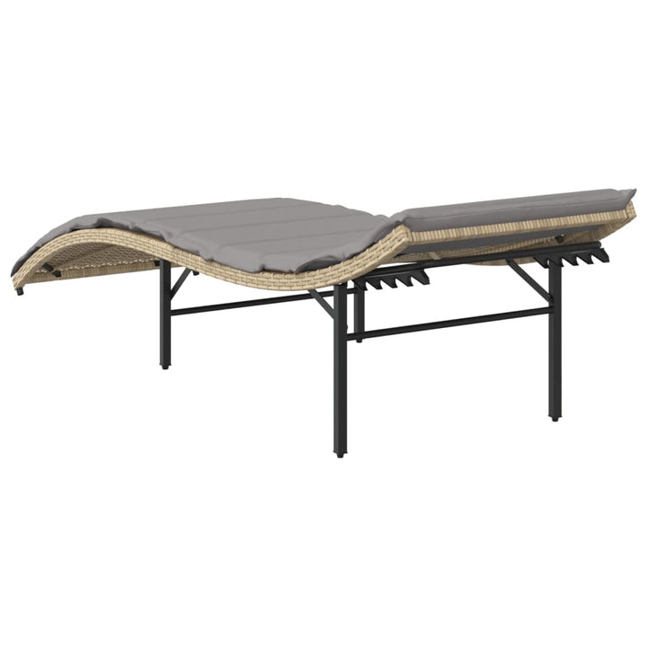 liggestole 2 stk. med hynder polyrattan beige