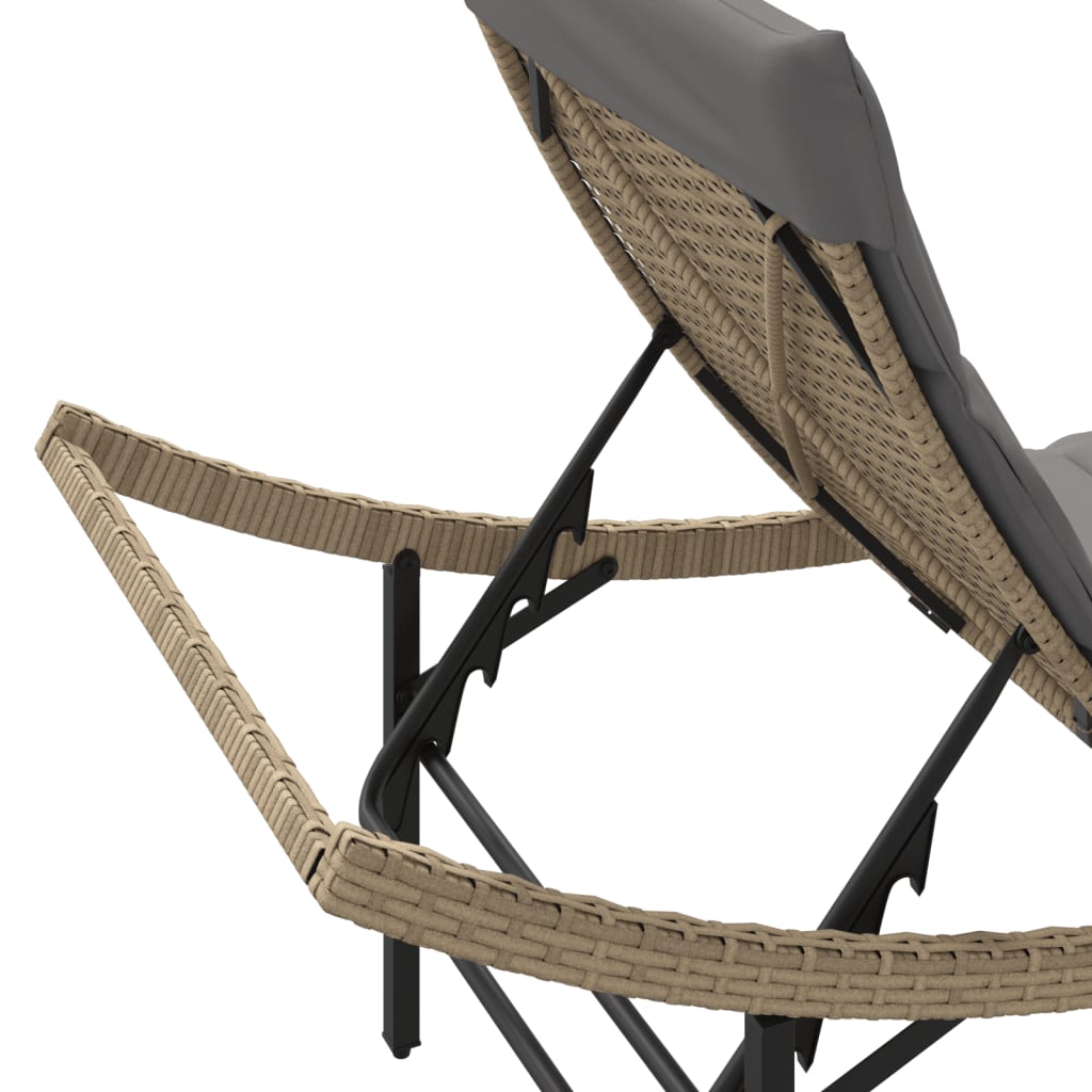 liggestole 2 stk. med hynder polyrattan beige