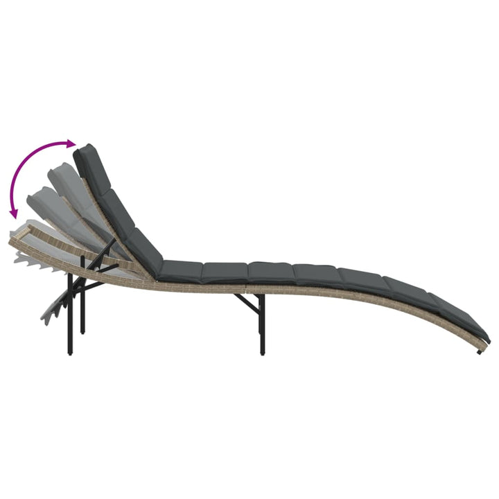 liggestole 2 stk. med hynder polyrattan lysegrå