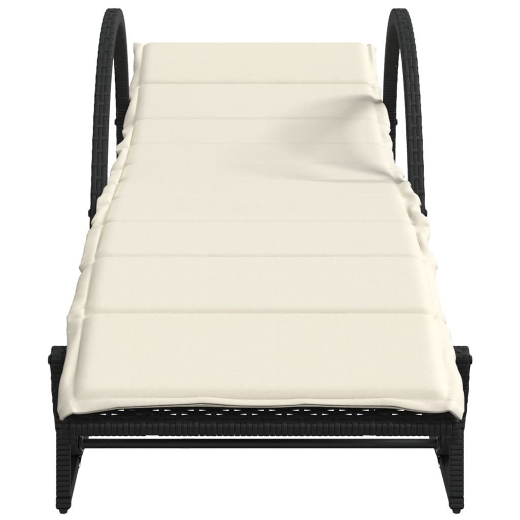liggestole 2 stk. med hynder polyrattan sort