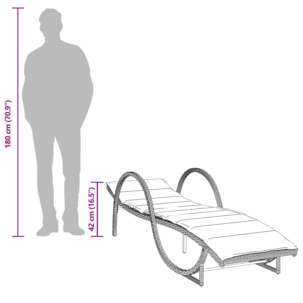 liggestole 2 stk. med hynder polyrattan sort