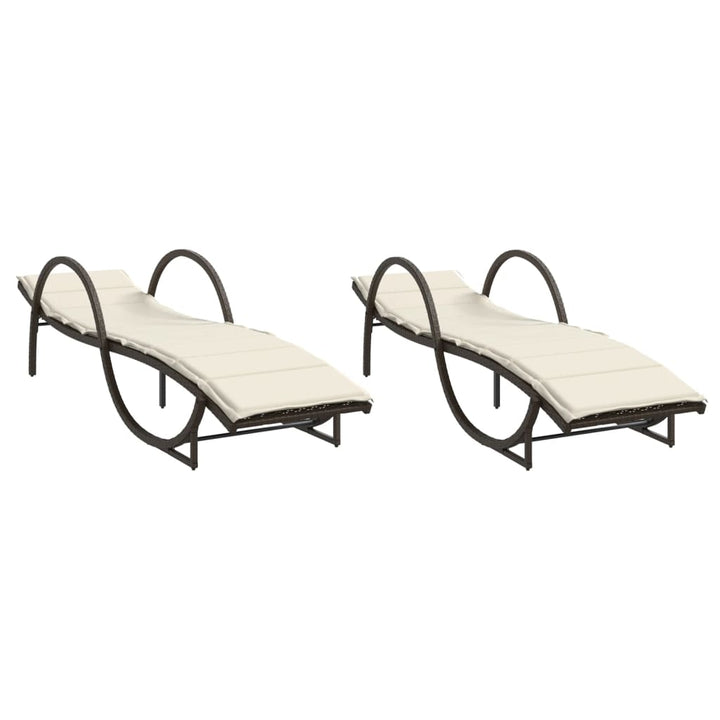 liggestole 2 stk. med hynder polyrattan brun