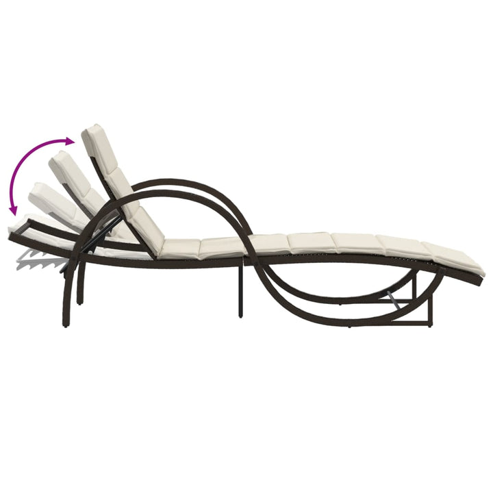 liggestole 2 stk. med hynder polyrattan brun