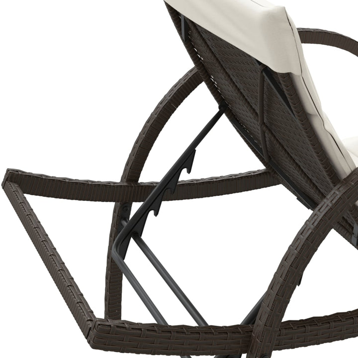 liggestole 2 stk. med hynder polyrattan brun