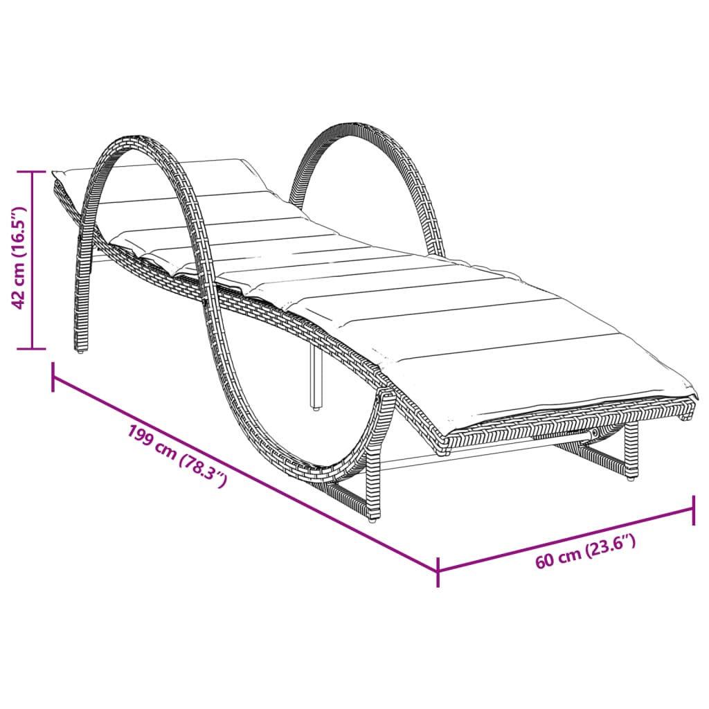 liggestole 2 stk. med hynder polyrattan brun