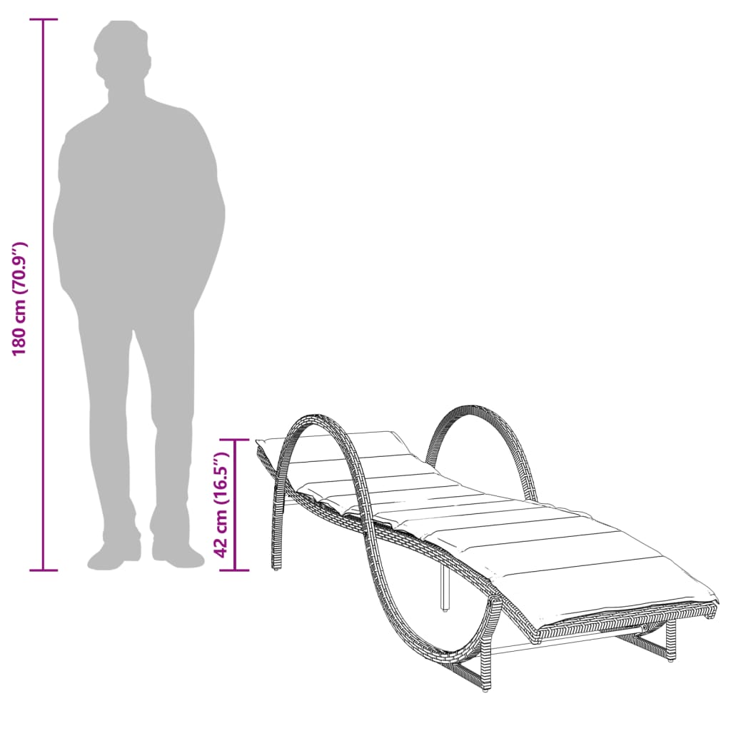 liggestole 2 stk. med hynder polyrattan brun