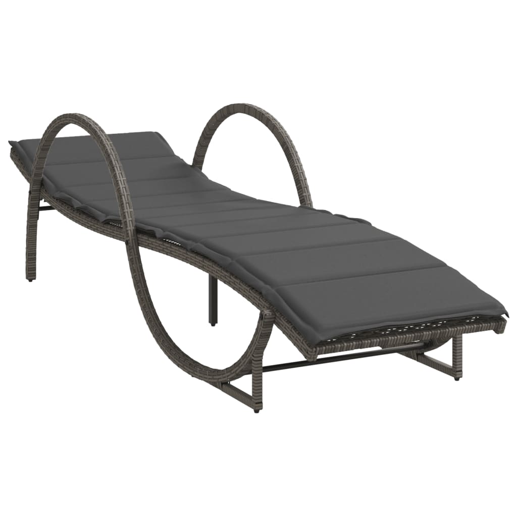 liggestole 2 stk. med hynder polyrattan grå