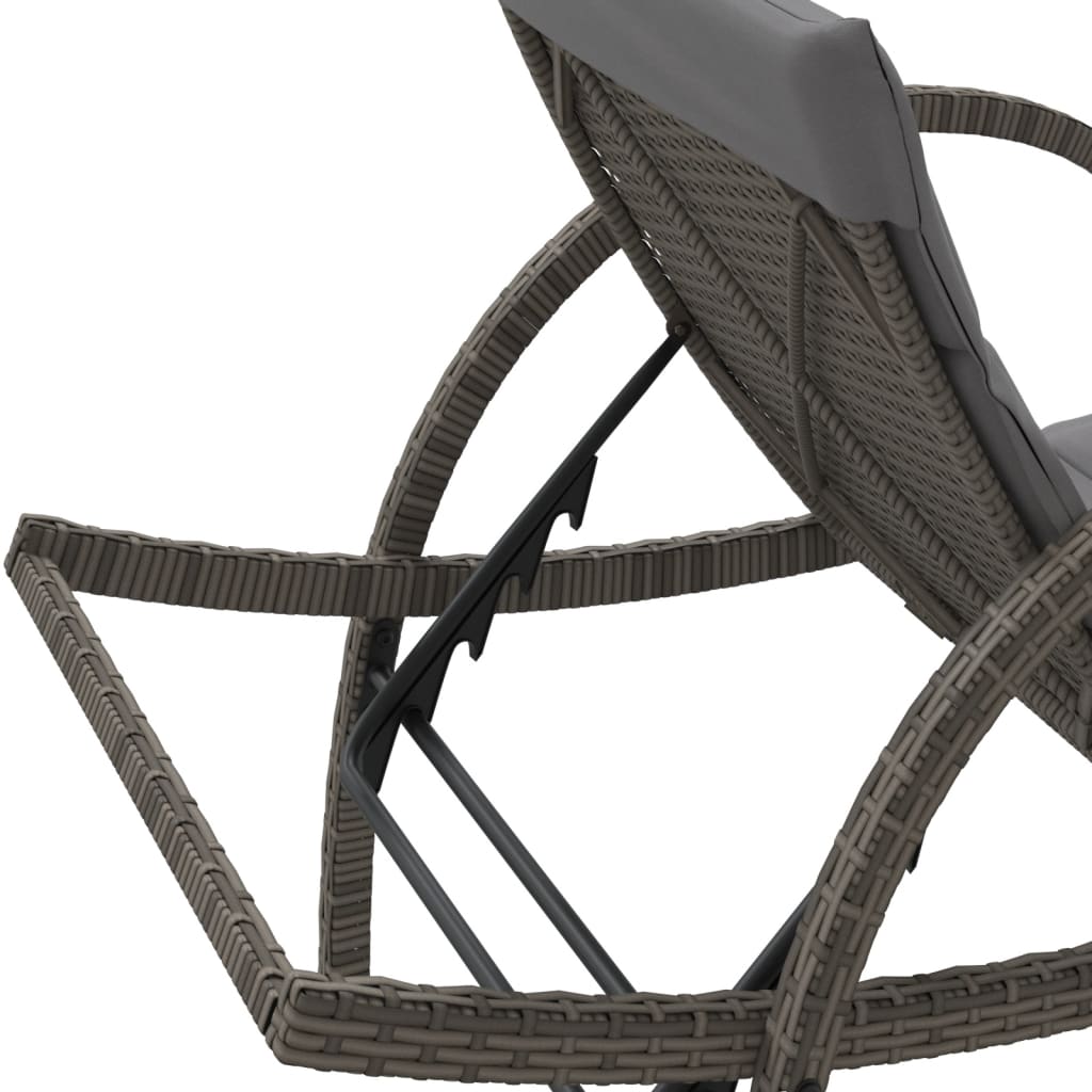 liggestole 2 stk. med hynder polyrattan grå