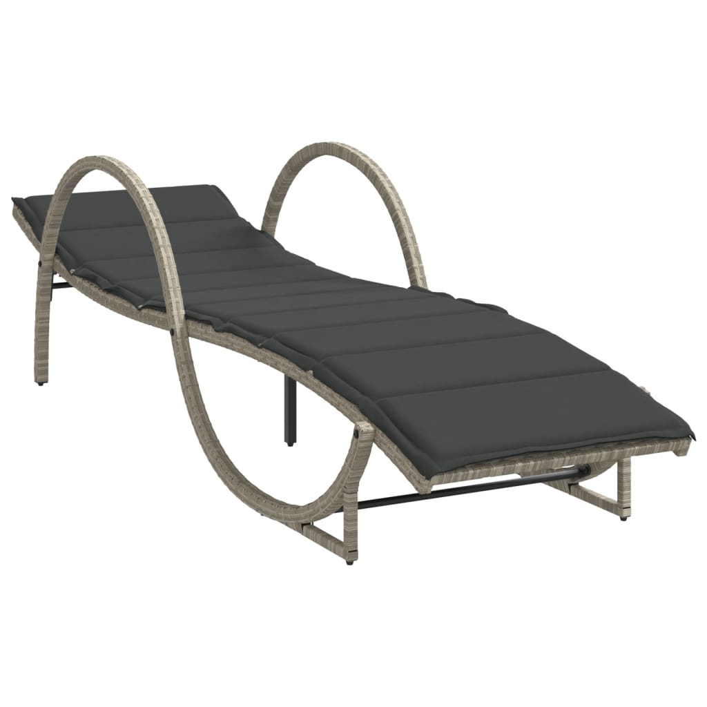 liggestole 2 stk. med hynder polyrattan lysegrå