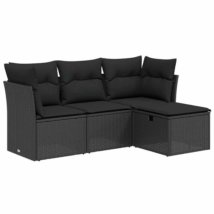 sofasæt til haven 4 dele med hynder polyrattan sort