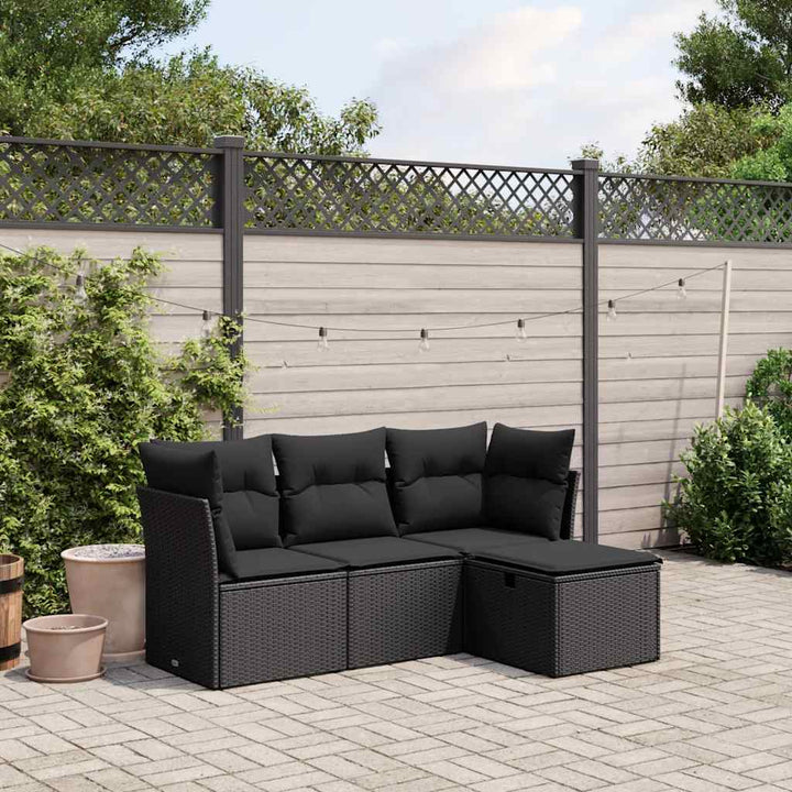 sofasæt til haven 4 dele med hynder polyrattan sort