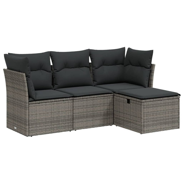sofasæt til haven 4 dele med hynder polyrattan grå