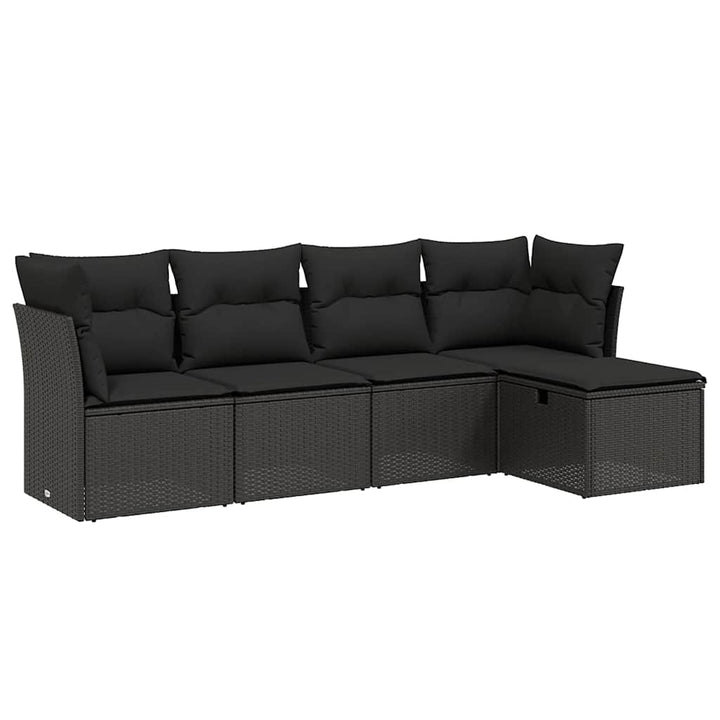 sofasæt til haven 5 dele med hynder polyrattan sort
