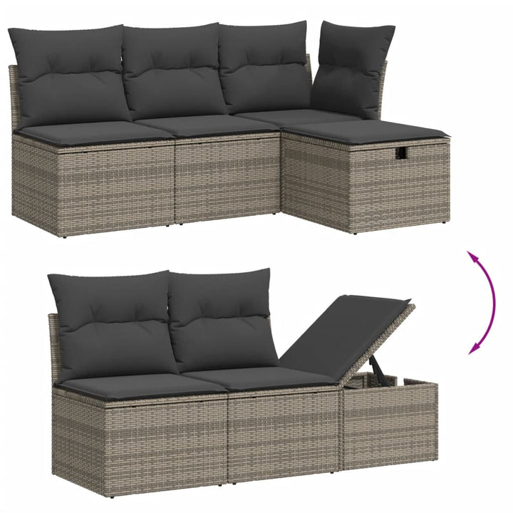 sofasæt 5 dele med hynder polyrattan grå