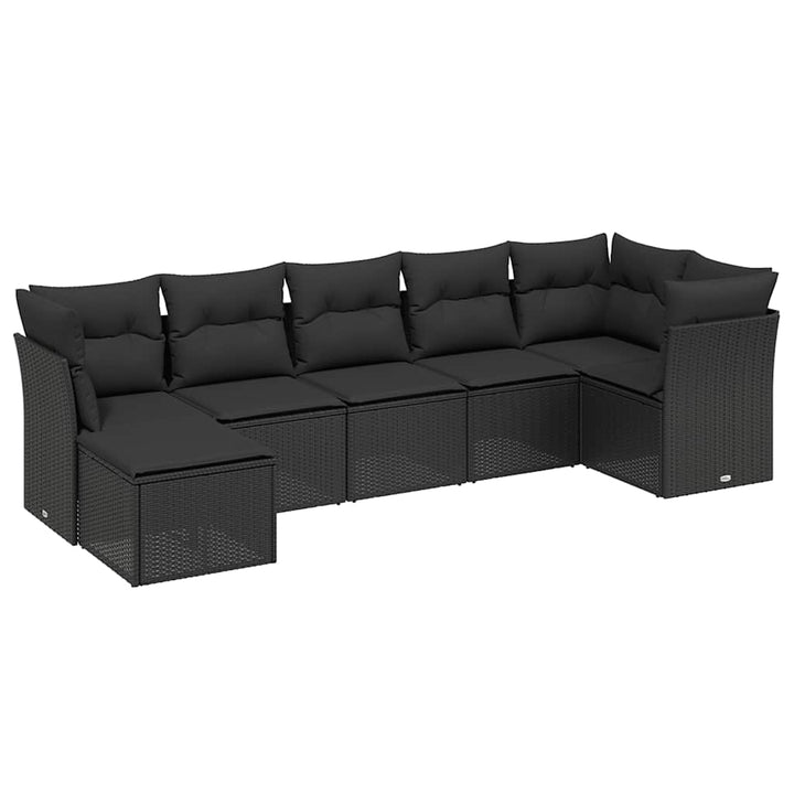sofasæt til haven 7 dele med hynder polyrattan sort