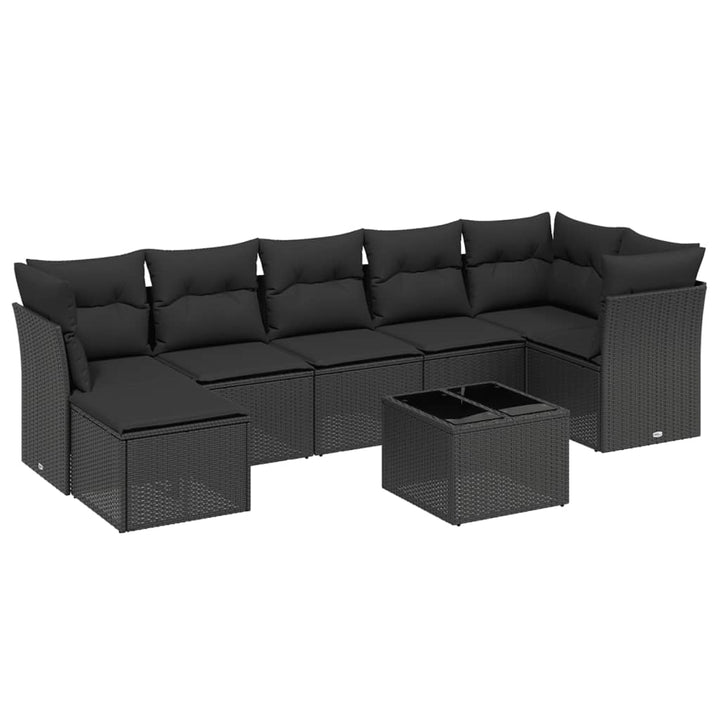 sofasæt til haven 8 dele med hynder polyrattan sort