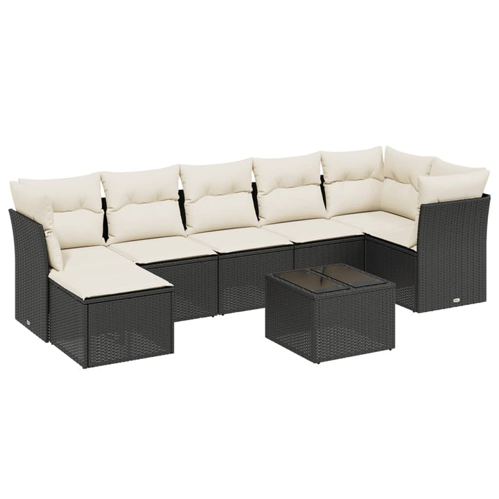 sofasæt til haven 8 dele med hynder polyrattan sort