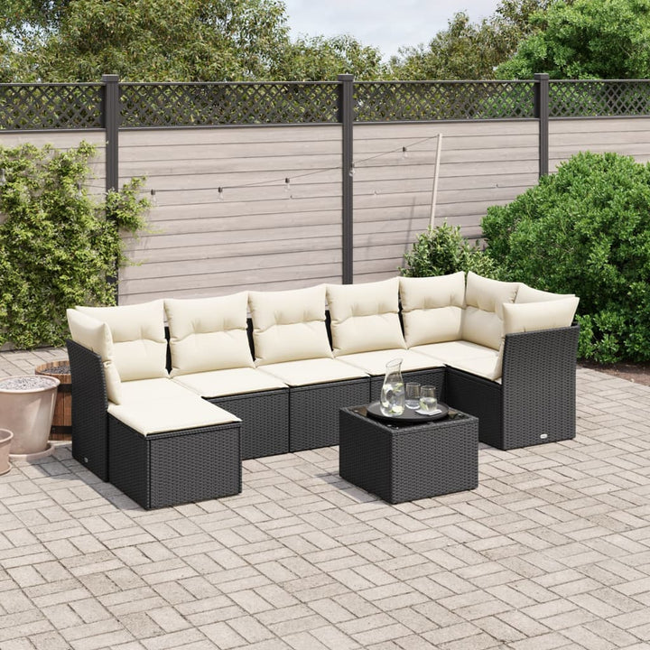 sofasæt til haven 8 dele med hynder polyrattan sort