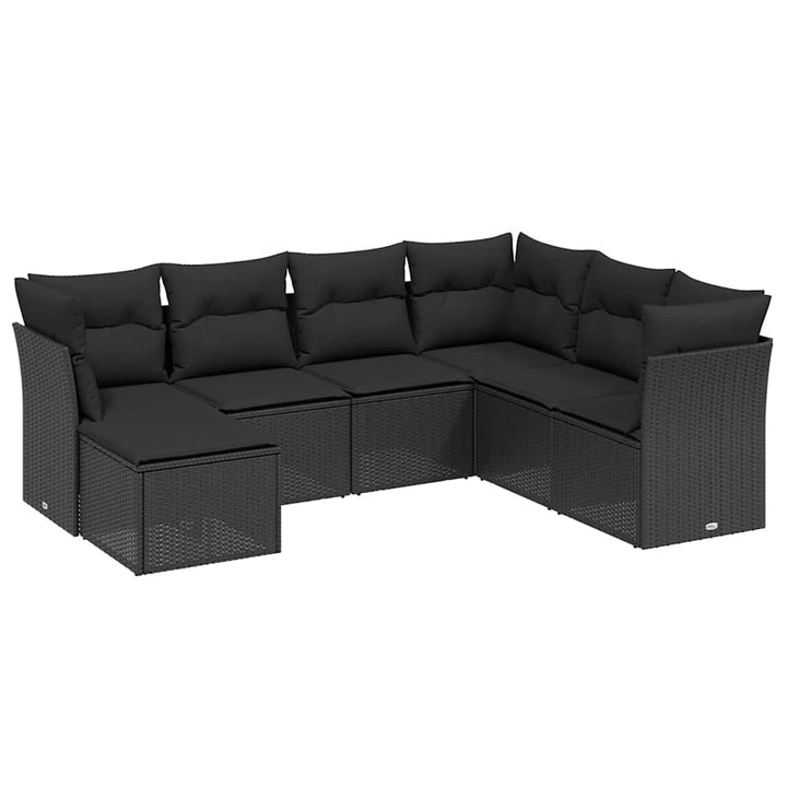 sofasæt til haven 7 dele med hynder polyrattan sort