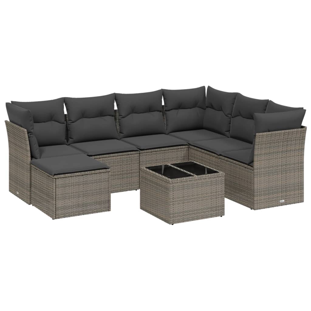 sofasæt til haven 8 dele med hynder polyrattan grå