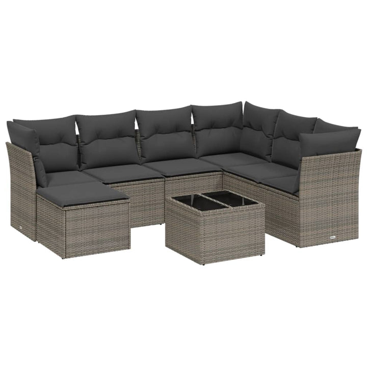sofasæt til haven 8 dele med hynder polyrattan grå