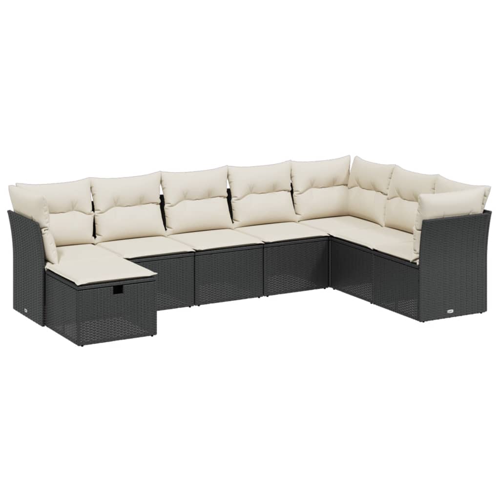 sofasæt til haven 8 dele med hynder polyrattan sort