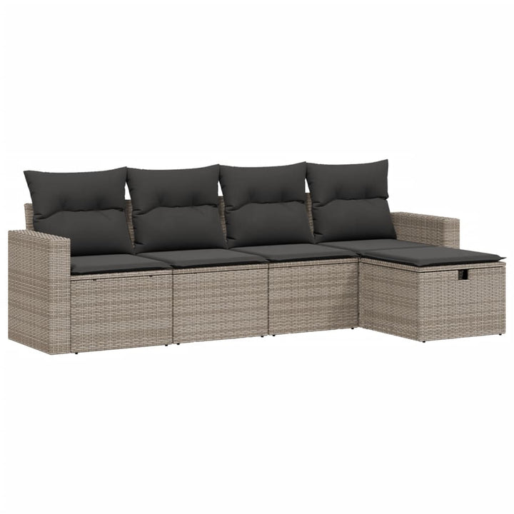 sofasæt 5 dele med hynder polyrattan grå