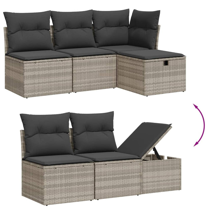 sofasæt til haven 7 dele med hynder polyrattan lysegrå