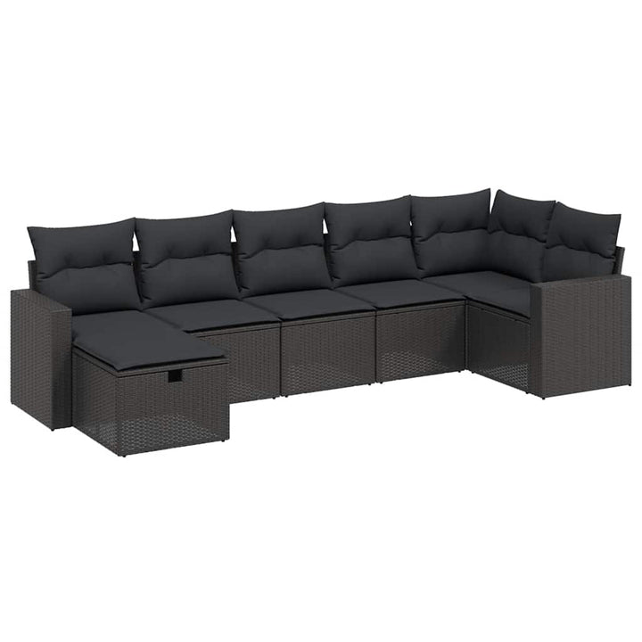 sofasæt til haven 7 dele med hynder polyrattan sort