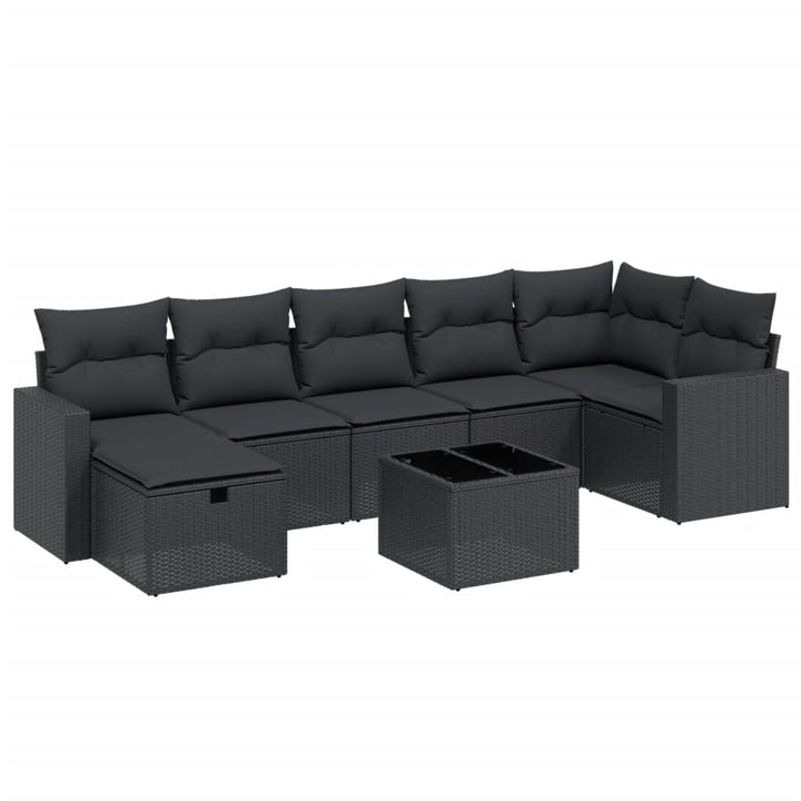 sofasæt til haven 8 dele med hynder polyrattan sort