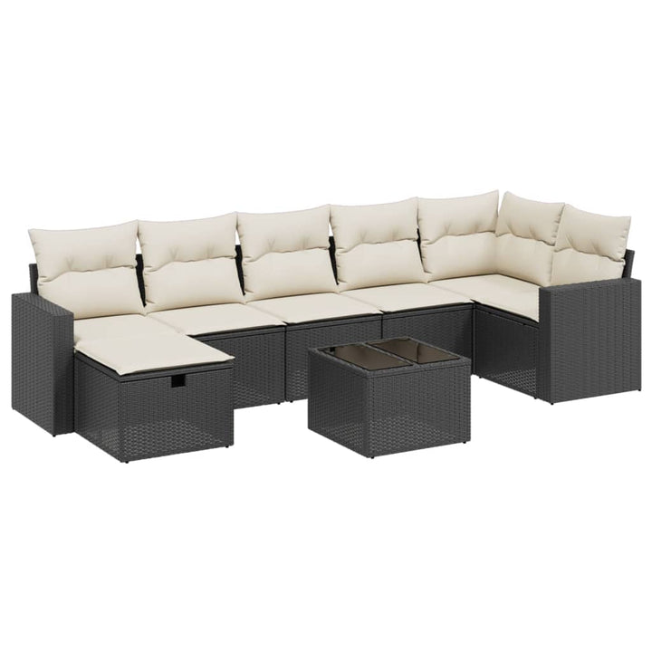 sofasæt til haven 8 dele med hynder polyrattan sort