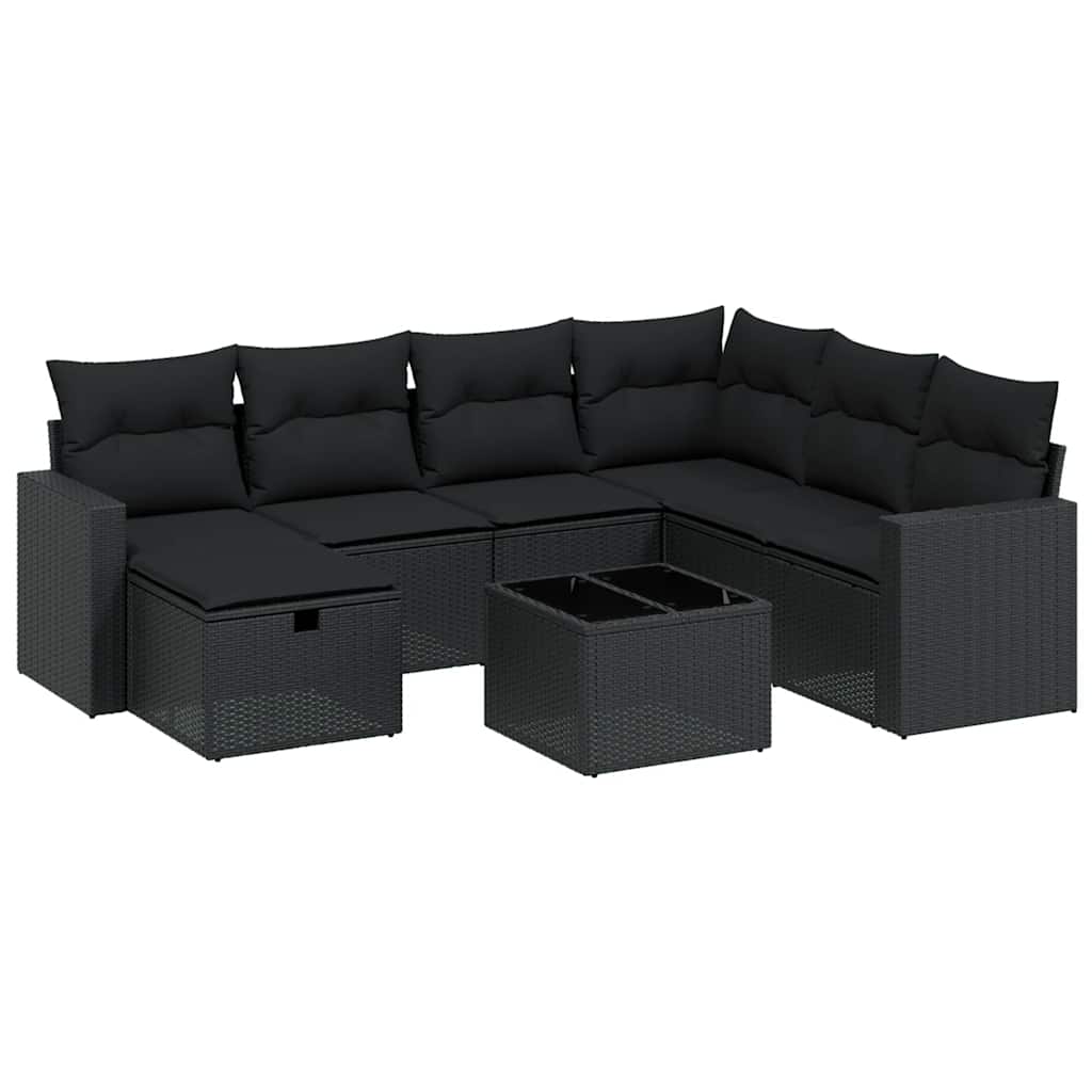 sofasæt til haven 8 dele med hynder polyrattan sort