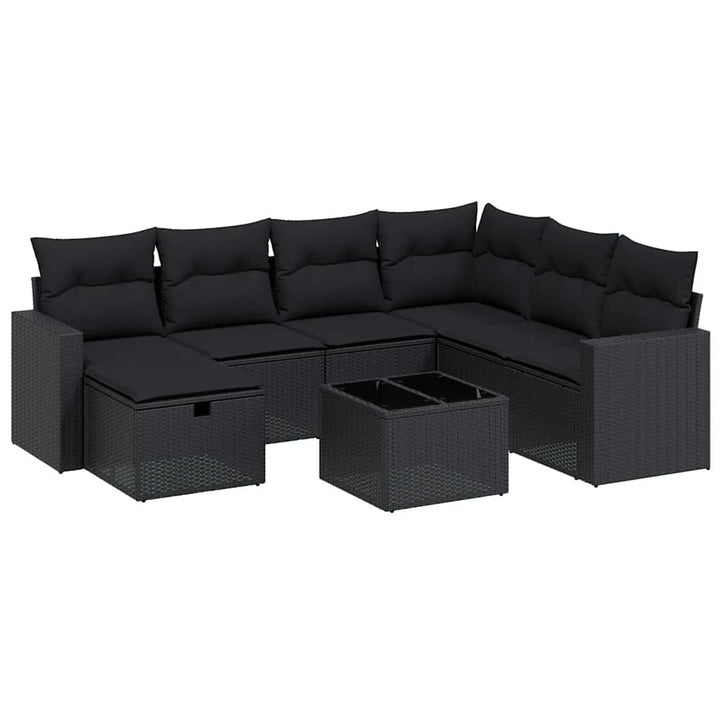 sofasæt til haven 8 dele med hynder polyrattan sort
