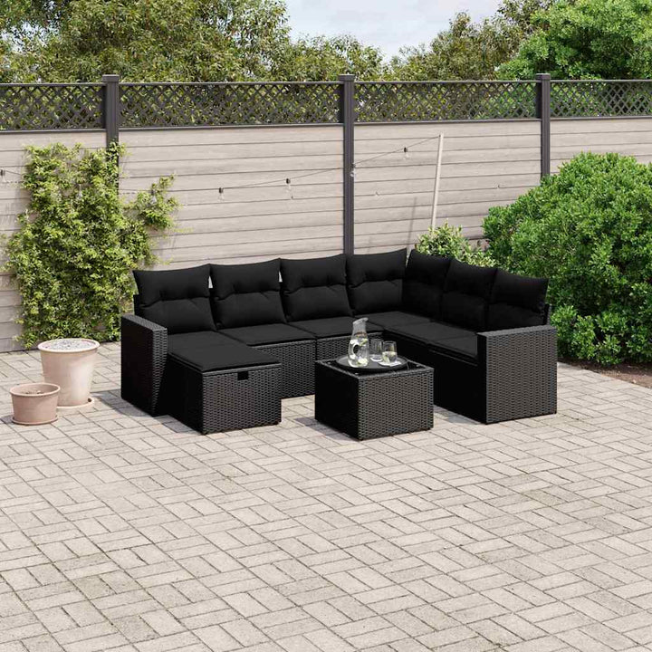 sofasæt til haven 8 dele med hynder polyrattan sort