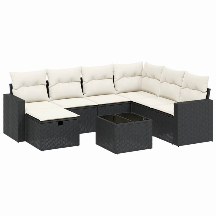 sofasæt til haven 8 dele med hynder polyrattan sort