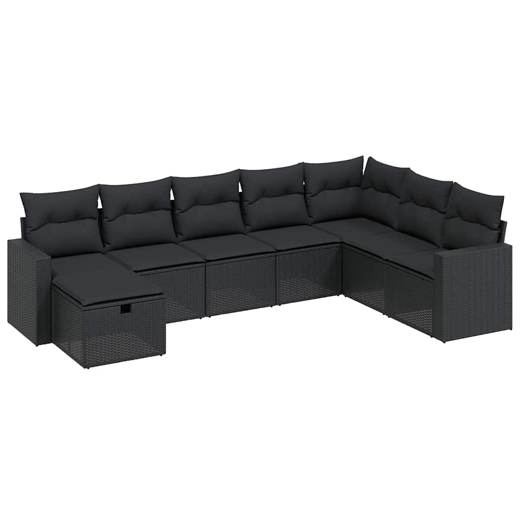 sofasæt til haven 8 dele med hynder polyrattan sort