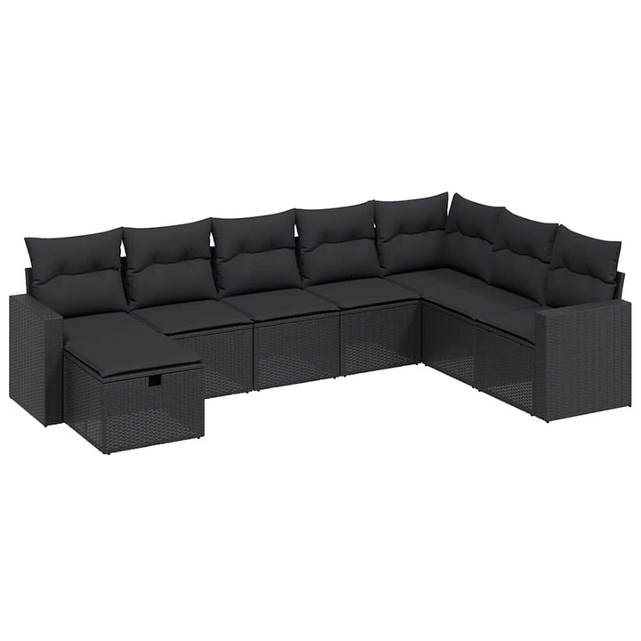 sofasæt til haven 8 dele med hynder polyrattan sort
