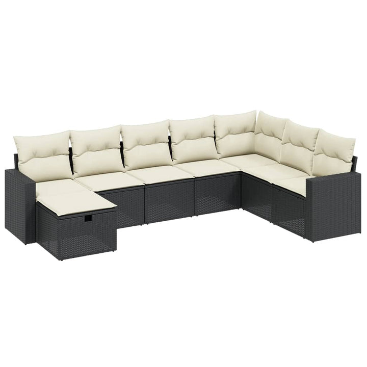 sofasæt til haven 8 dele med hynder polyrattan sort